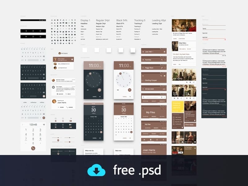 50+ Latest Free Mobile UI Elements Design Kits 8 Material Design UI Kit PSD