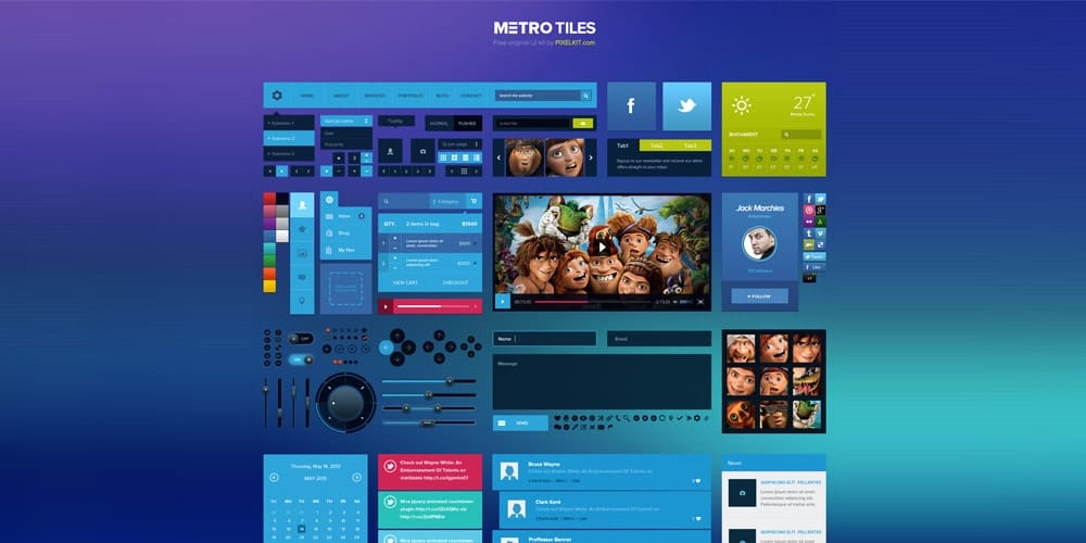 200+ Latest Free UI Kit PSD Collection 79 Metro Tiles UI Kit PSD