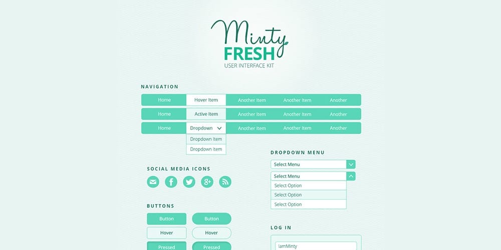 200+ Latest Free UI Kit PSD Collection 98 Minty Fresh UI Kit