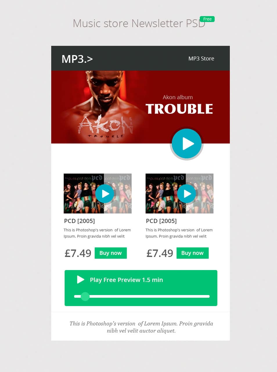 Good Collection of free Email Newsletter Design Templates PSD 10 Music Store Newsletter PSD - cssauthor.com