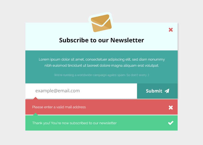 Newsletter Subscription Form Mockup PSD