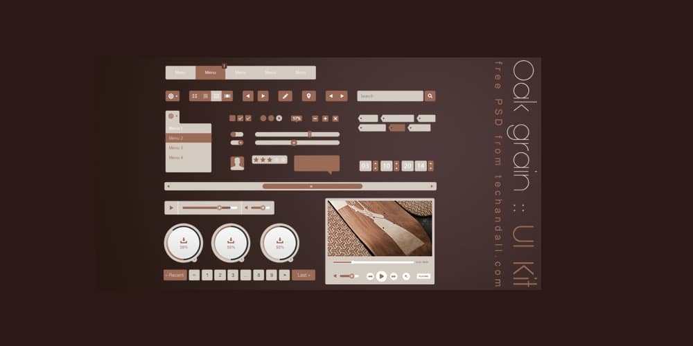 200+ Latest Free UI Kit PSD Collection 59 Oak Grain UI Kit