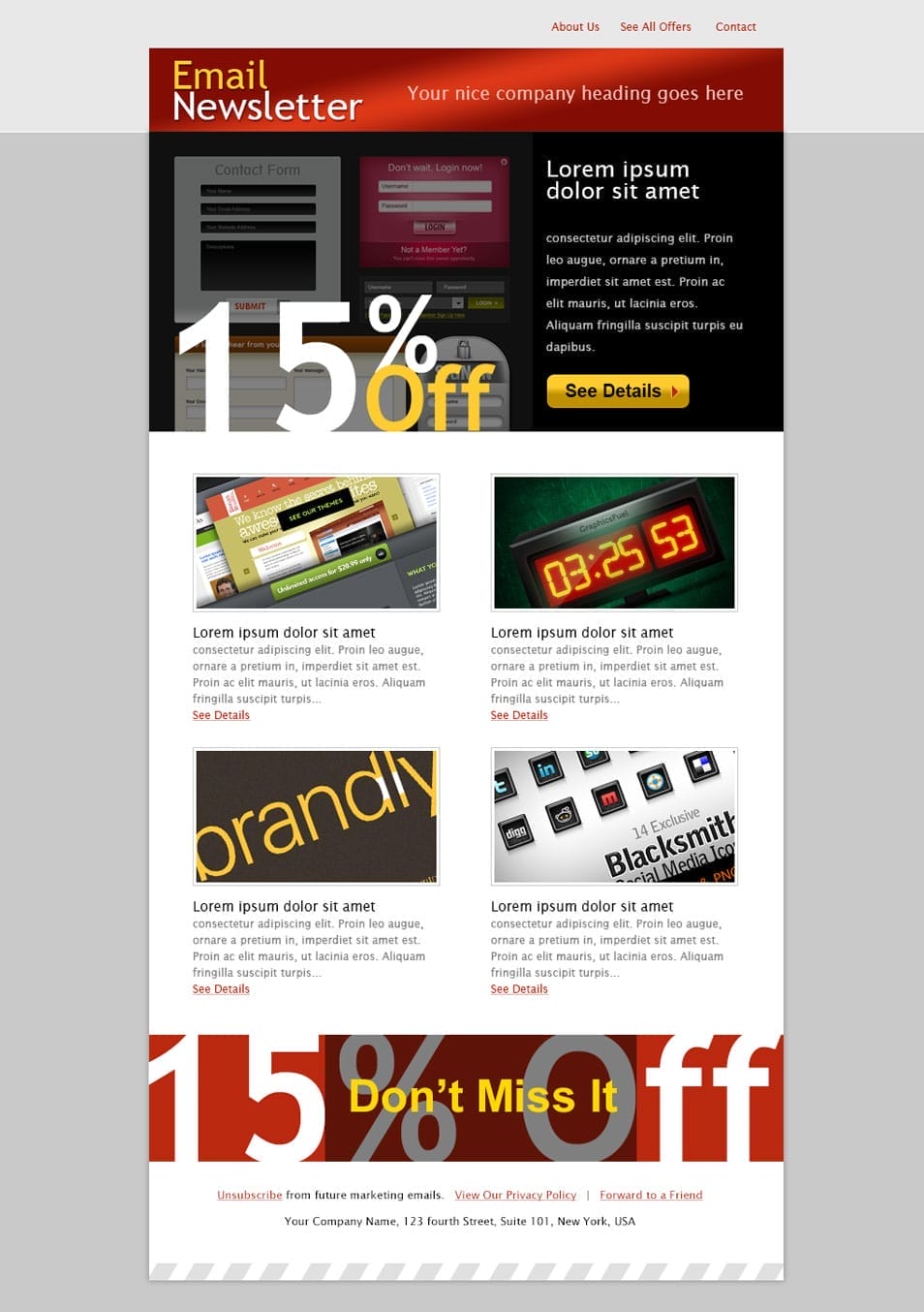 Good Collection of free Email Newsletter Design Templates PSD 11 PSD email template in 3 colors