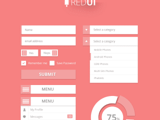 RED UI User Interface Design Kit PSD