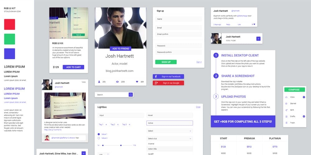 200+ Latest Free UI Kit PSD Collection 46 RGB UI Kit PSD