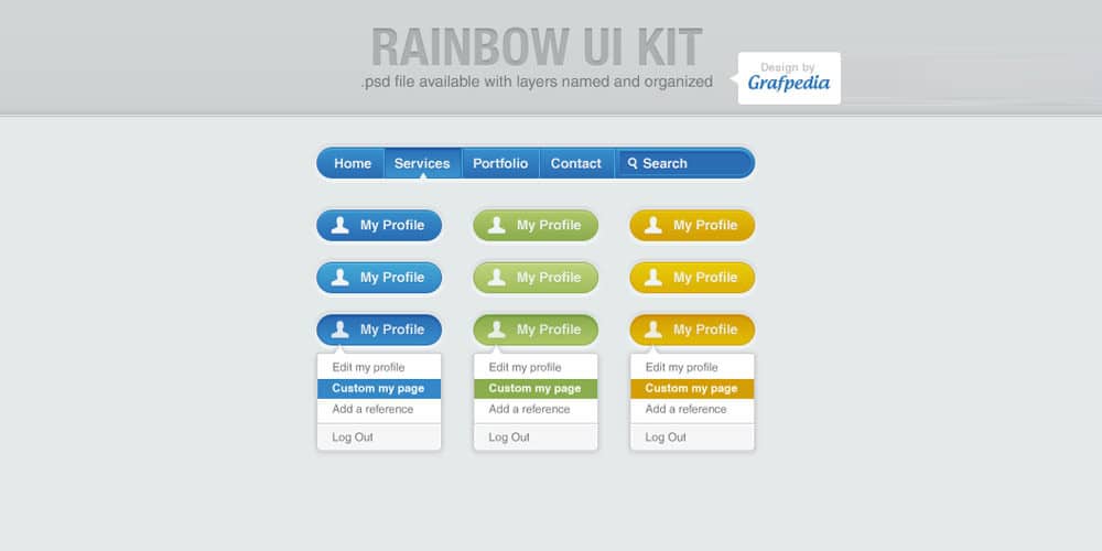 200+ Latest Free UI Kit PSD Collection 126 Rainbow UI Kit