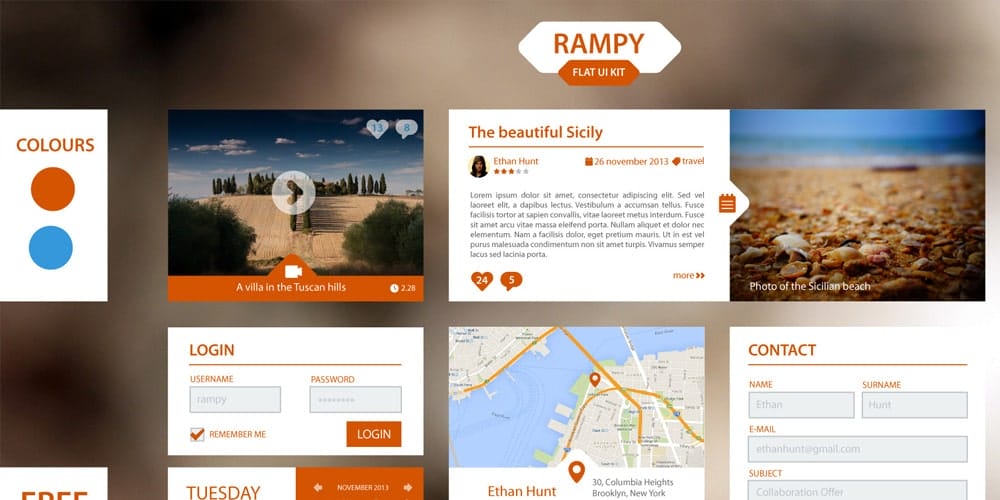 200+ Latest Free UI Kit PSD Collection 78 Rampy Flat UI Kit