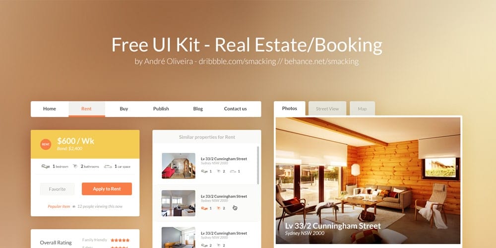 200+ Latest Free UI Kit PSD Collection 69 Real Estate Booking UI Kit PSD