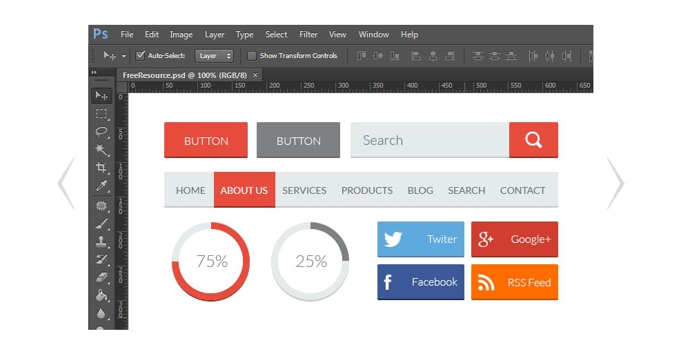 200+ Latest Free UI Kit PSD Collection 43 Red UI Kit PSD