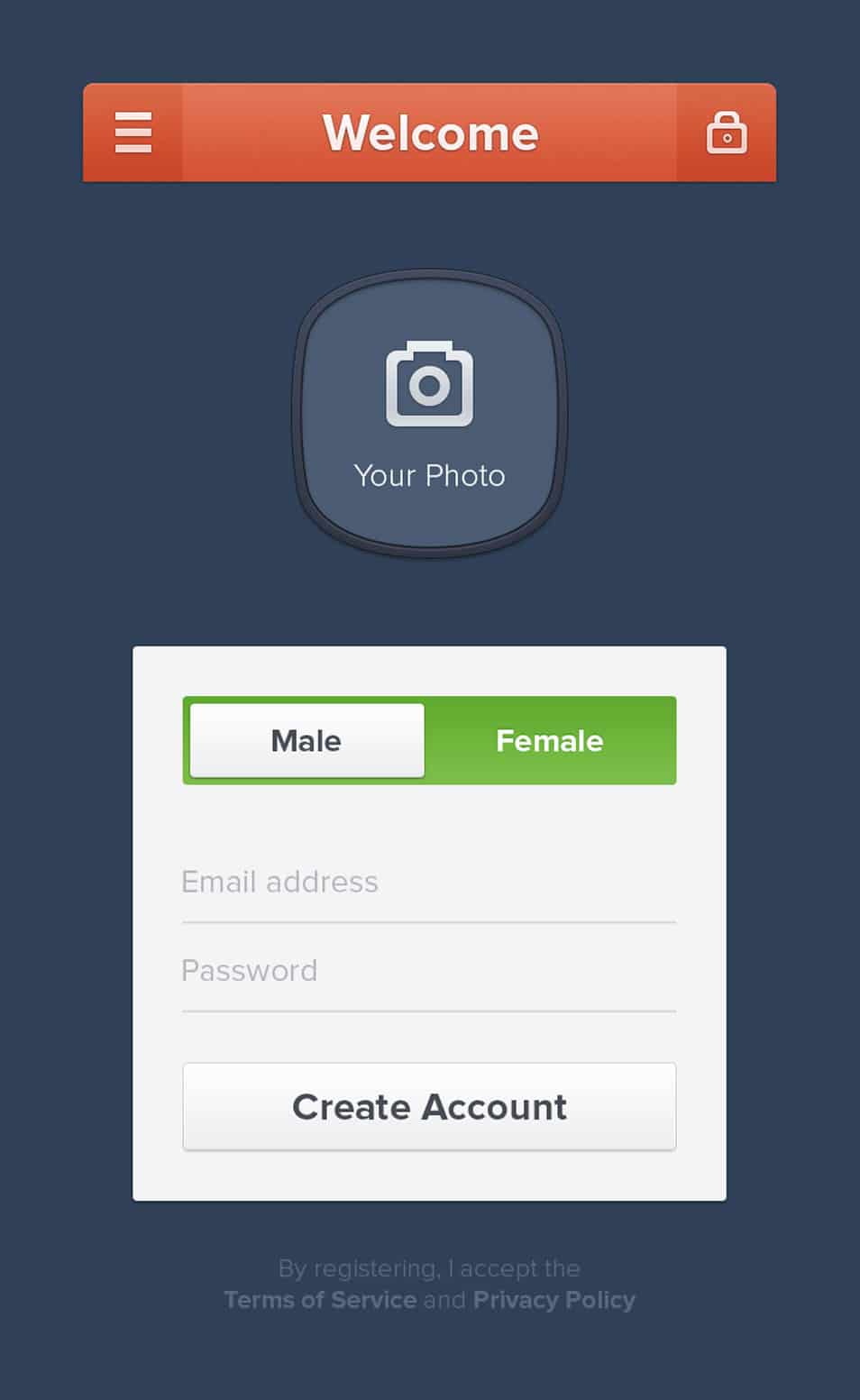 Register UI Free PSD Register UI Free PSD