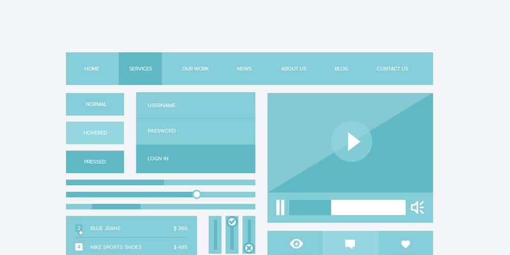 200+ Latest Free UI Kit PSD Collection 91 Responsive UI Kit PSD