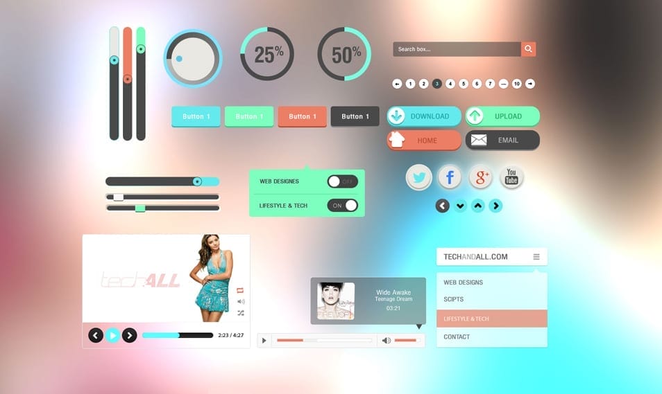 Simple UI Kit with Flat Colors Simple UI Kit with Flat Colors