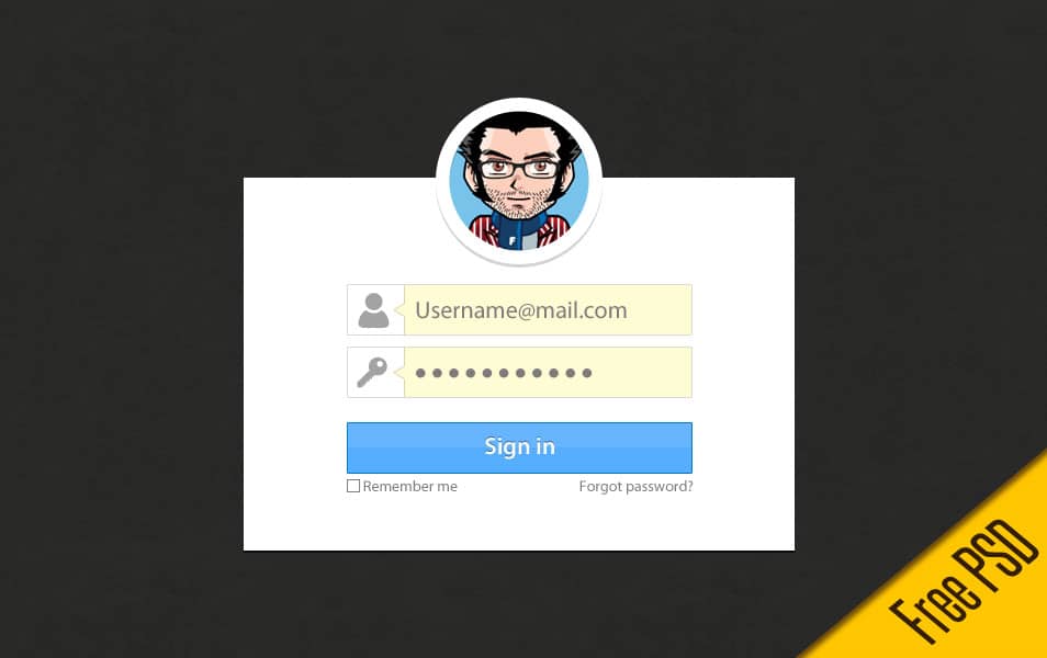 Simple sign in form Psd Simple sign in form Psd