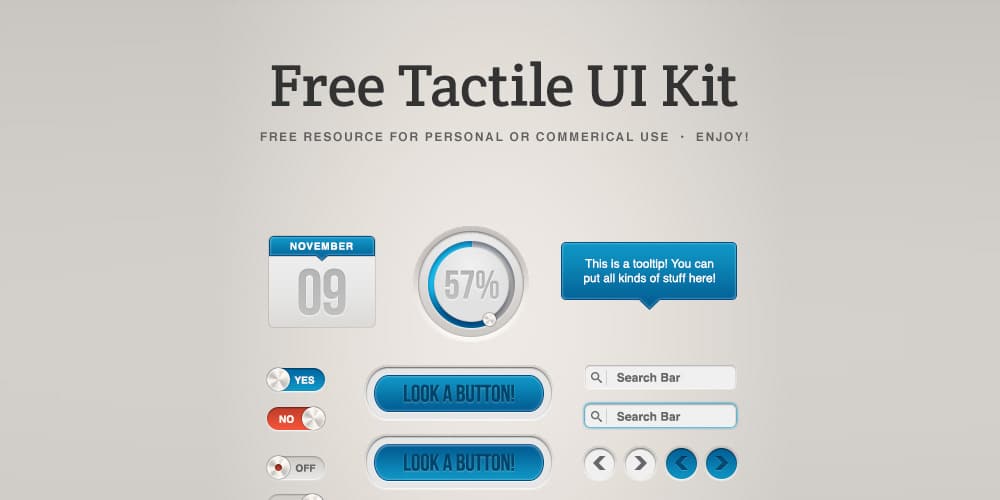 200+ Latest Free UI Kit PSD Collection 92 Tactile UI Kit PSD