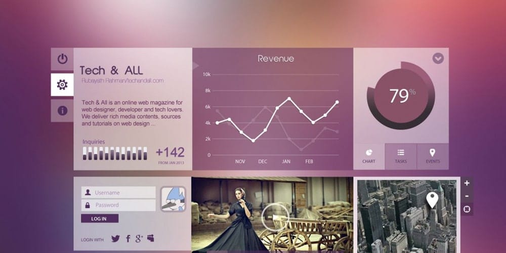 200+ Latest Free UI Kit PSD Collection 84 UI Components Purpel City PSD