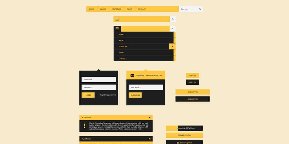 200+ Latest Free UI Kit PSD Collection 121 UI Flat Design Kit
