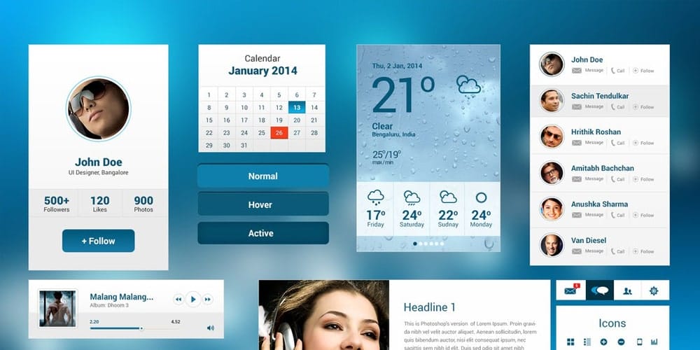 200+ Latest Free UI Kit PSD Collection 70 UI kit