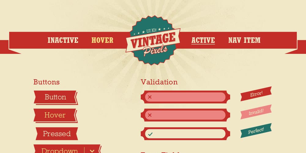 200+ Latest Free UI Kit PSD Collection 97 Vintage Pixels UI Kit