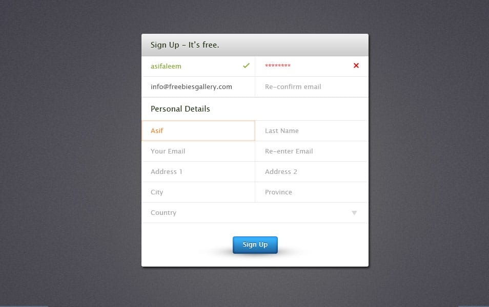 Web Form Psd Web Form Psd