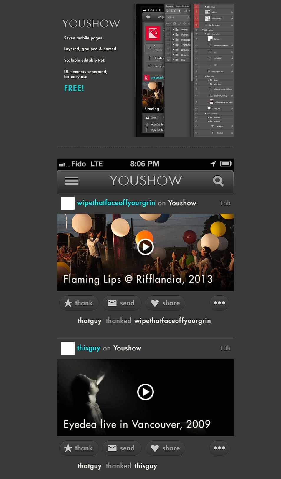 Youshow Free UI kit Youshow Free UI kit