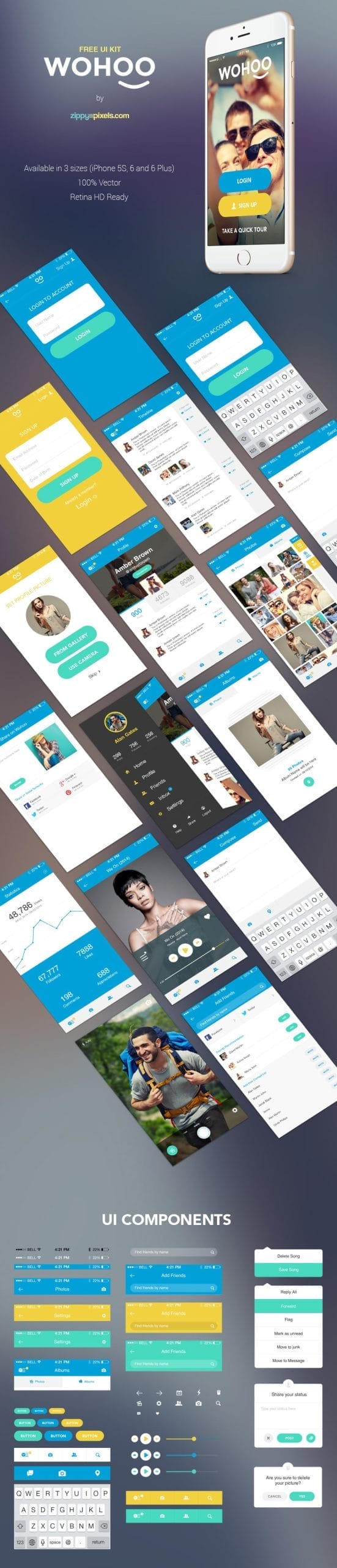 50+ Latest Free Mobile UI Elements Design Kits 10 wohoo
