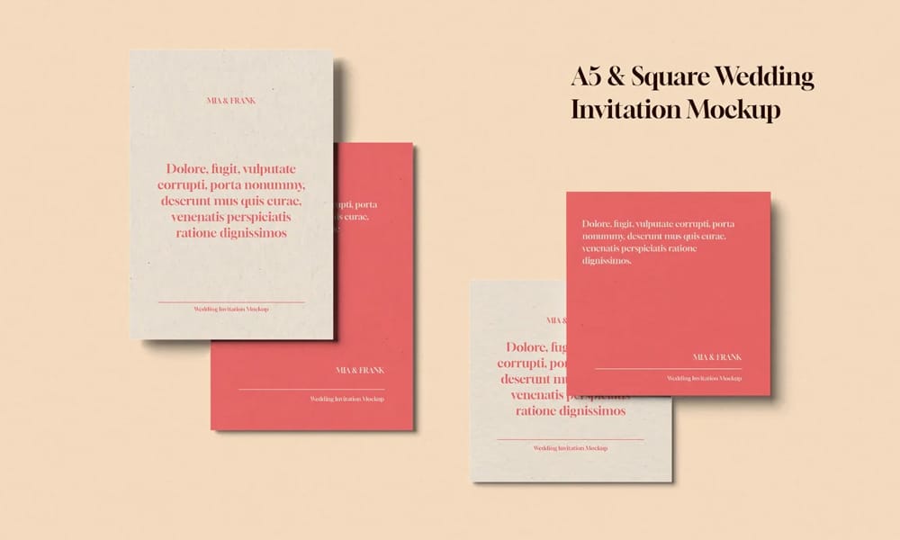 The Ultimate Collection of 2000+ Free Mockup Templates PSD Designs 148 A5 and Square Invitation Card Mockup