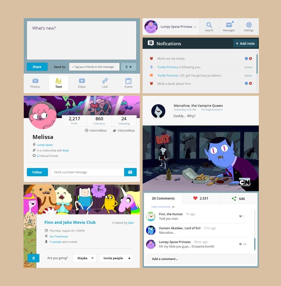 Adventure Time UI Kit PSD