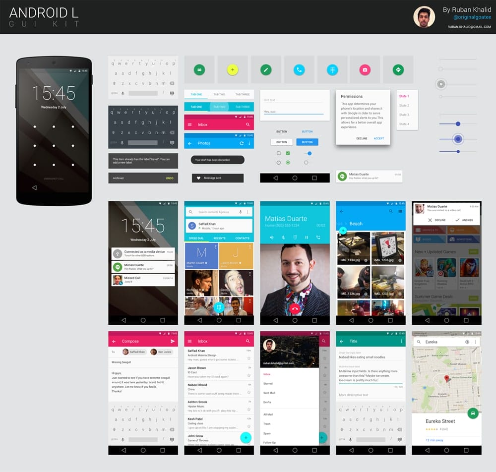 Android L GUI KIT PSD