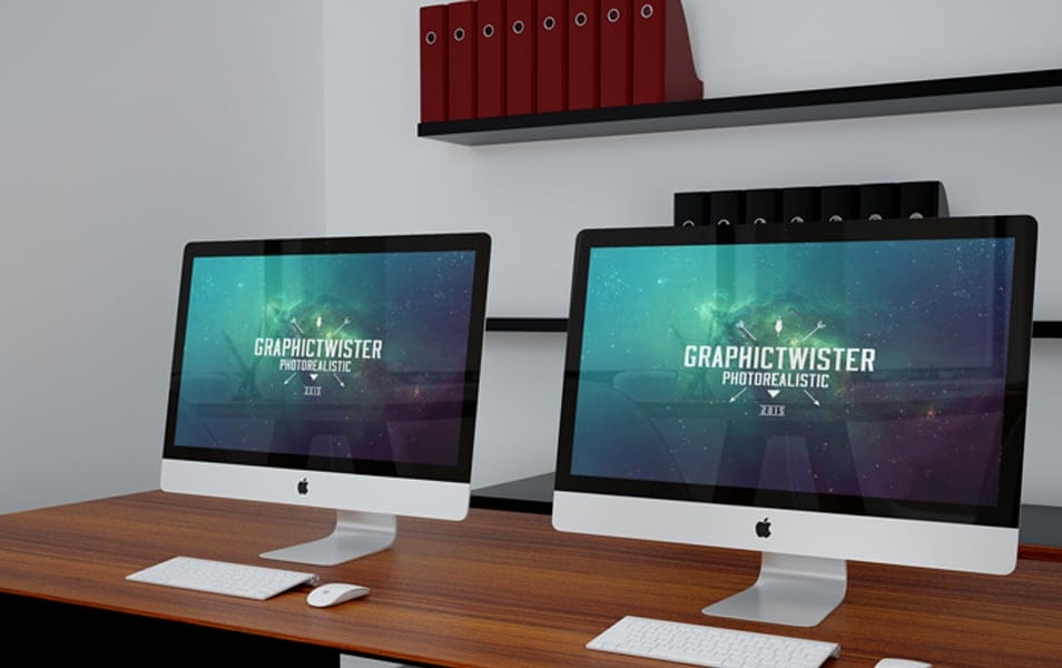 Double iMac Office Mockup