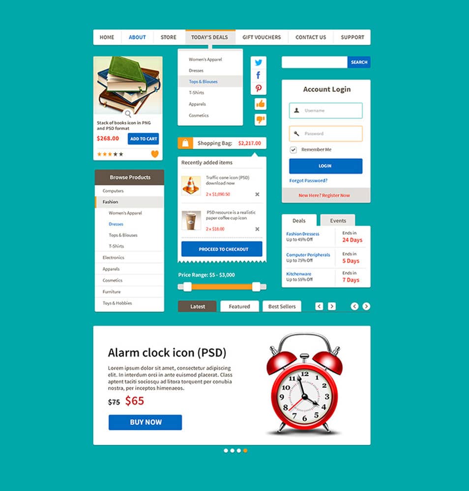 Ecommerce Flat UI Kit Free PSD Ecommerce Flat UI Kit Free PSD