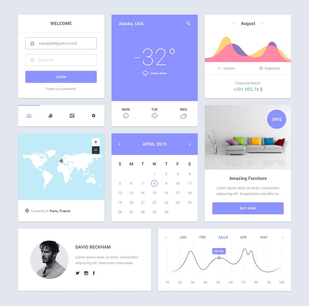 50+ Free Flat style UI Kits 15 Epic UI kit PSD