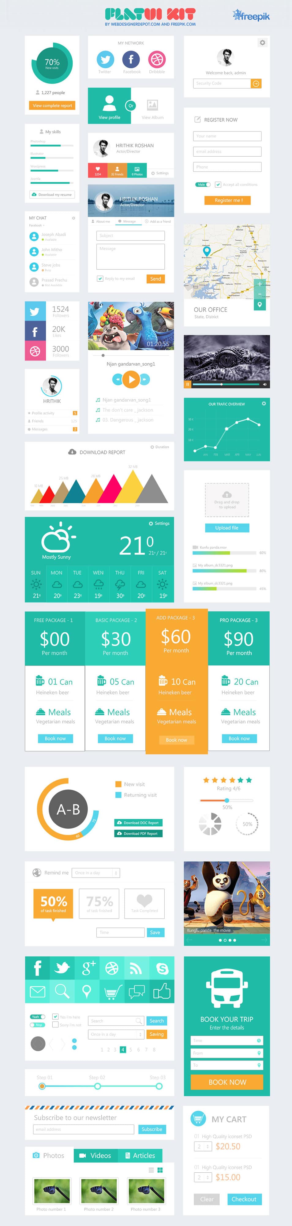 Flat UI Kit Free PSD Flat UI Kit Free PSD