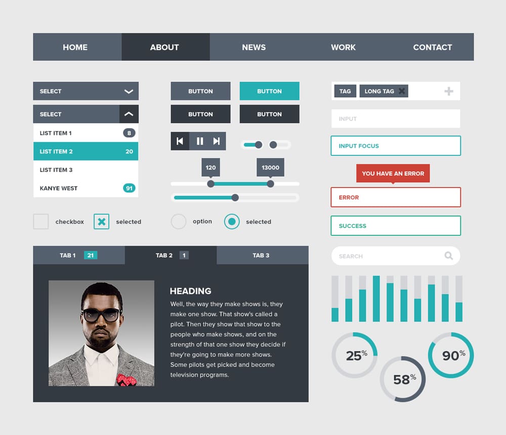 50+ Free Flat style UI Kits 33 Flat UI Kit Free PSD