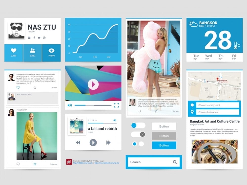 50+ Free Flat style UI Kits 14 Flat Ui Kit