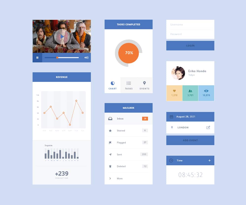 50+ Free Flat style UI Kits 32 Flat UI Kit