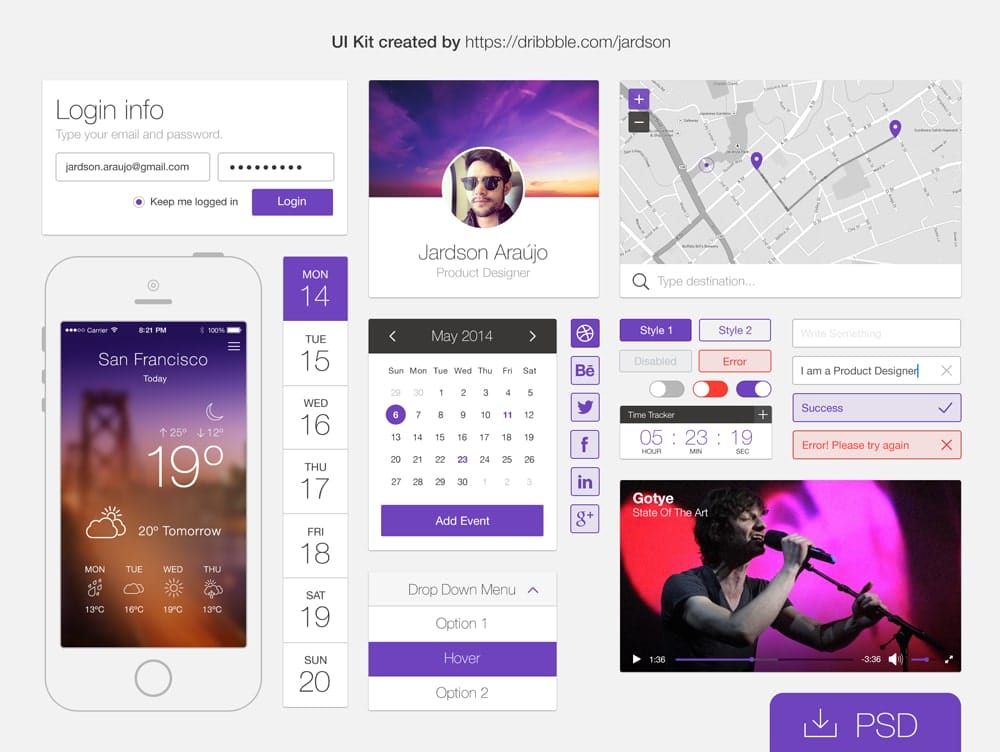 50+ Free Flat style UI Kits 40 Flat UI kit
