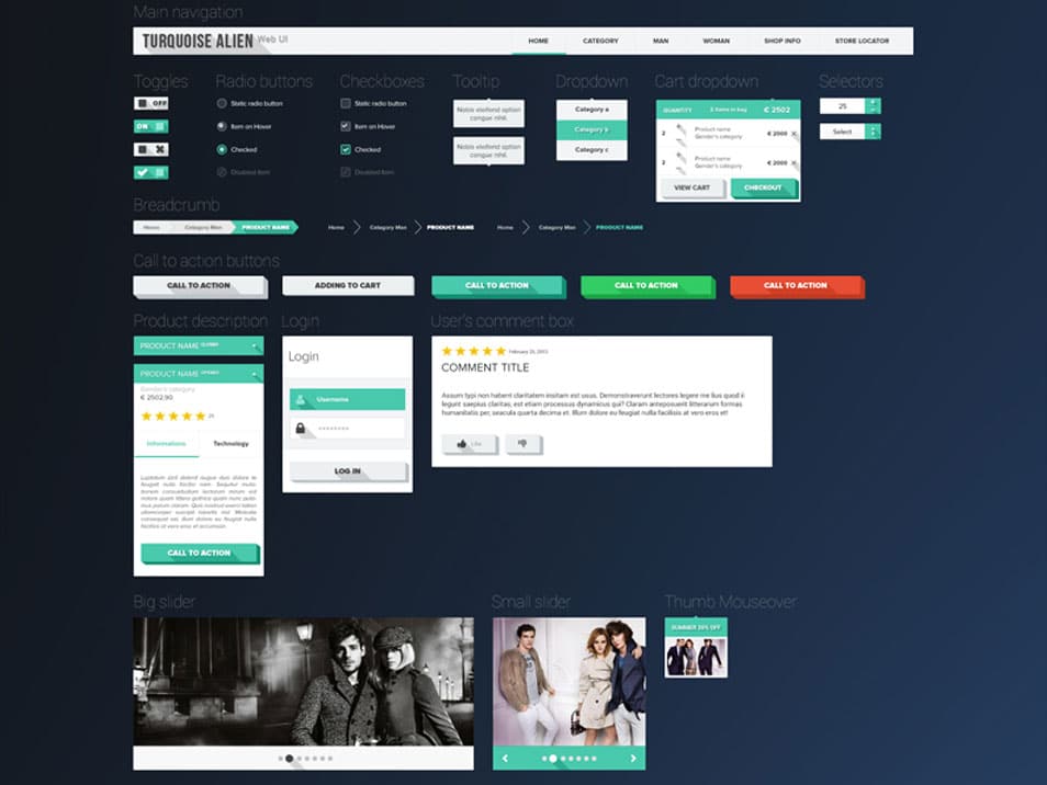 Flat and Casted Long Shadow UI Kit Free PSD Flat and Casted Long Shadow UI Kit Free PSD