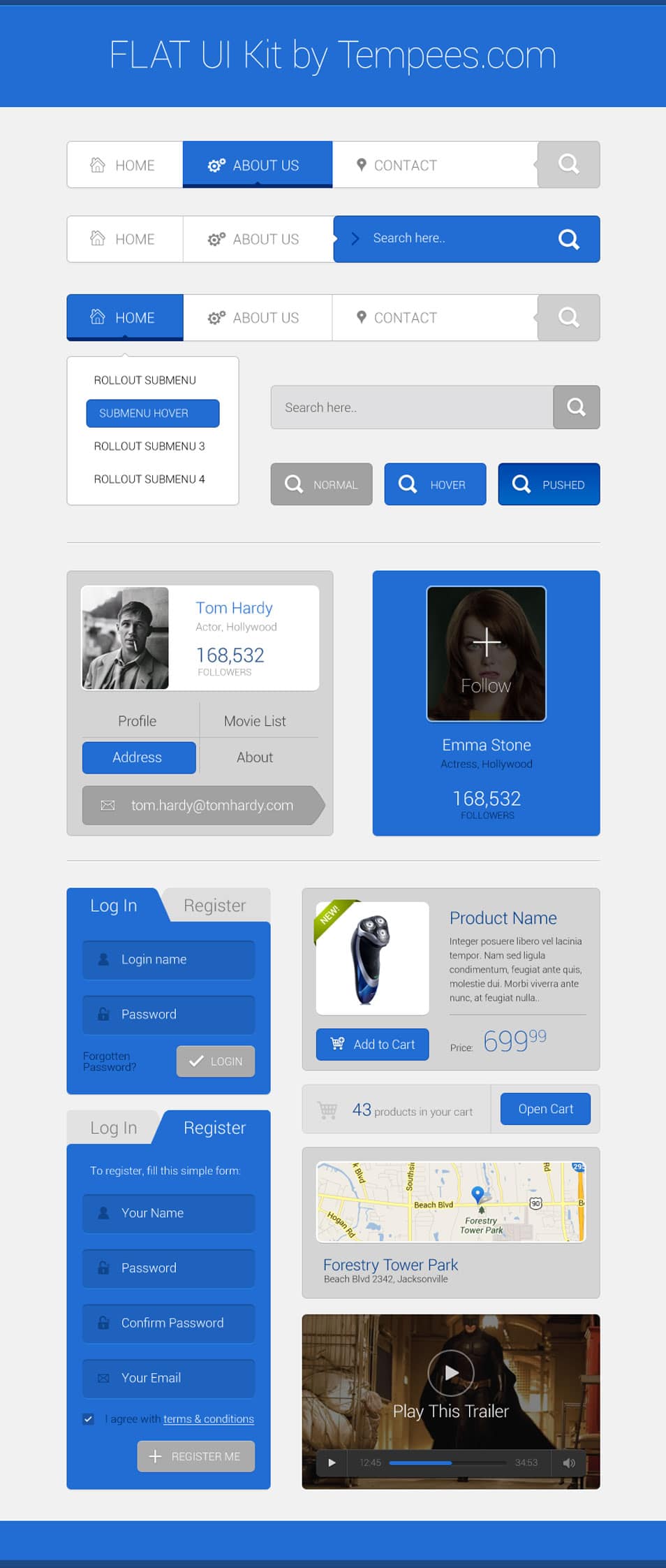 Flat or Skeuomorphic UI kit Free PSD