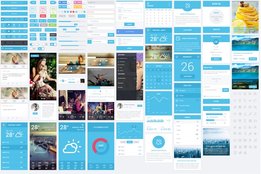 50+ Free Flat style UI Kits 49 Flatastic Mobile UI Kit PSD
