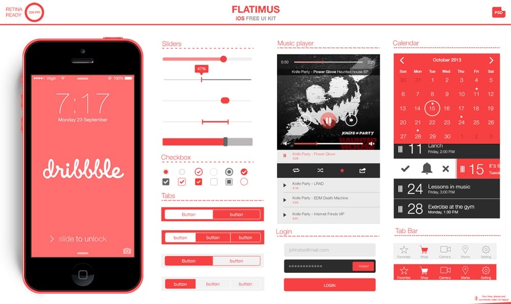 Flatimus iOS Free UI Kit