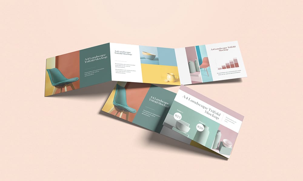 The Ultimate Collection of 2000+ Free Mockup Templates PSD Designs 331 Free A4 Landscape Trifold Brochure Mockup PSD