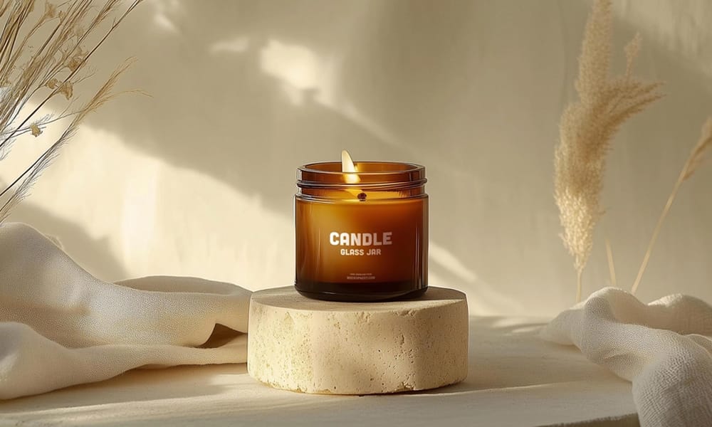 The Ultimate Collection of 2000+ Free Mockup Templates PSD Designs 673 Free Amber Glass Candle Jar Mockup PSD