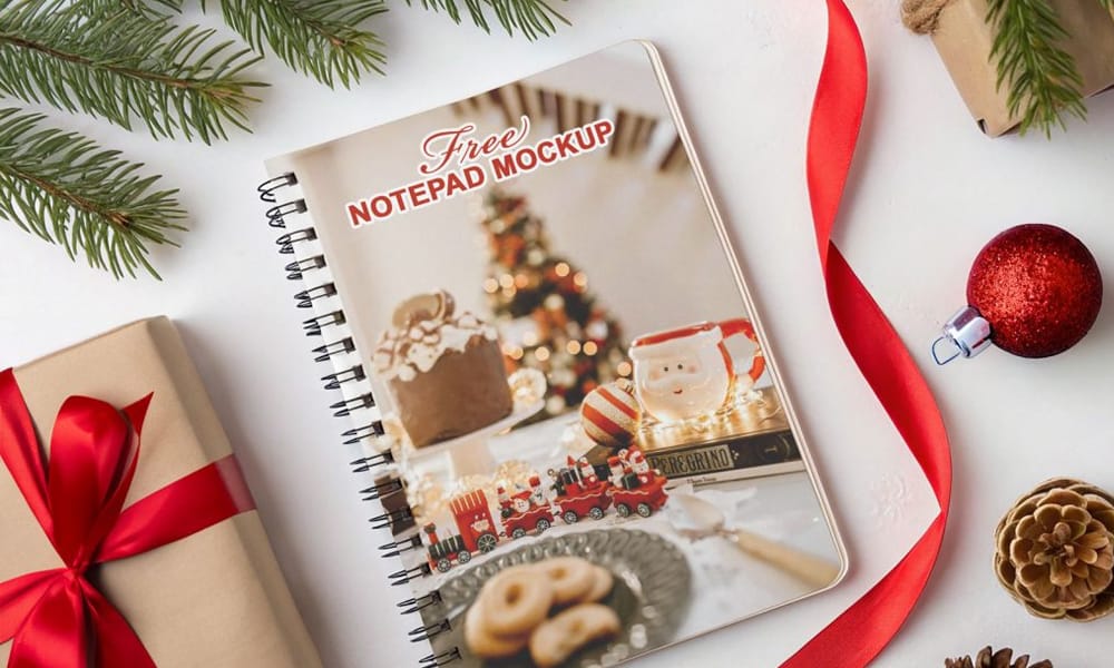 The Ultimate Collection of 2000+ Free Mockup Templates PSD Designs 685 Free Christmas Themed Notepad Mockup PSD