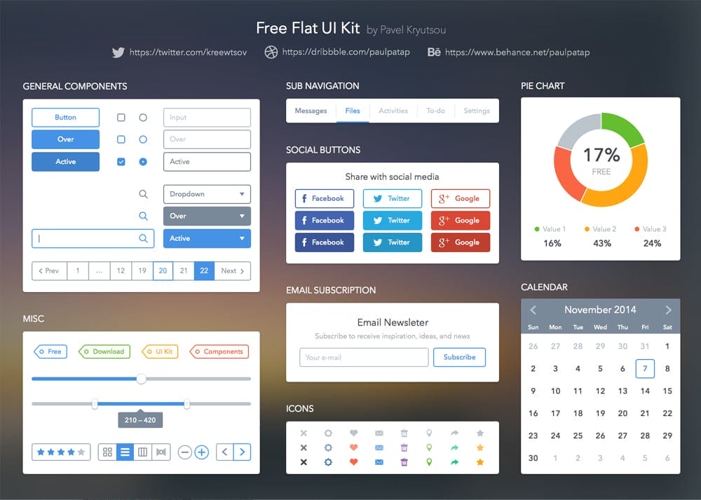 50+ Free Flat style UI Kits 23 Free Flat UI Kit