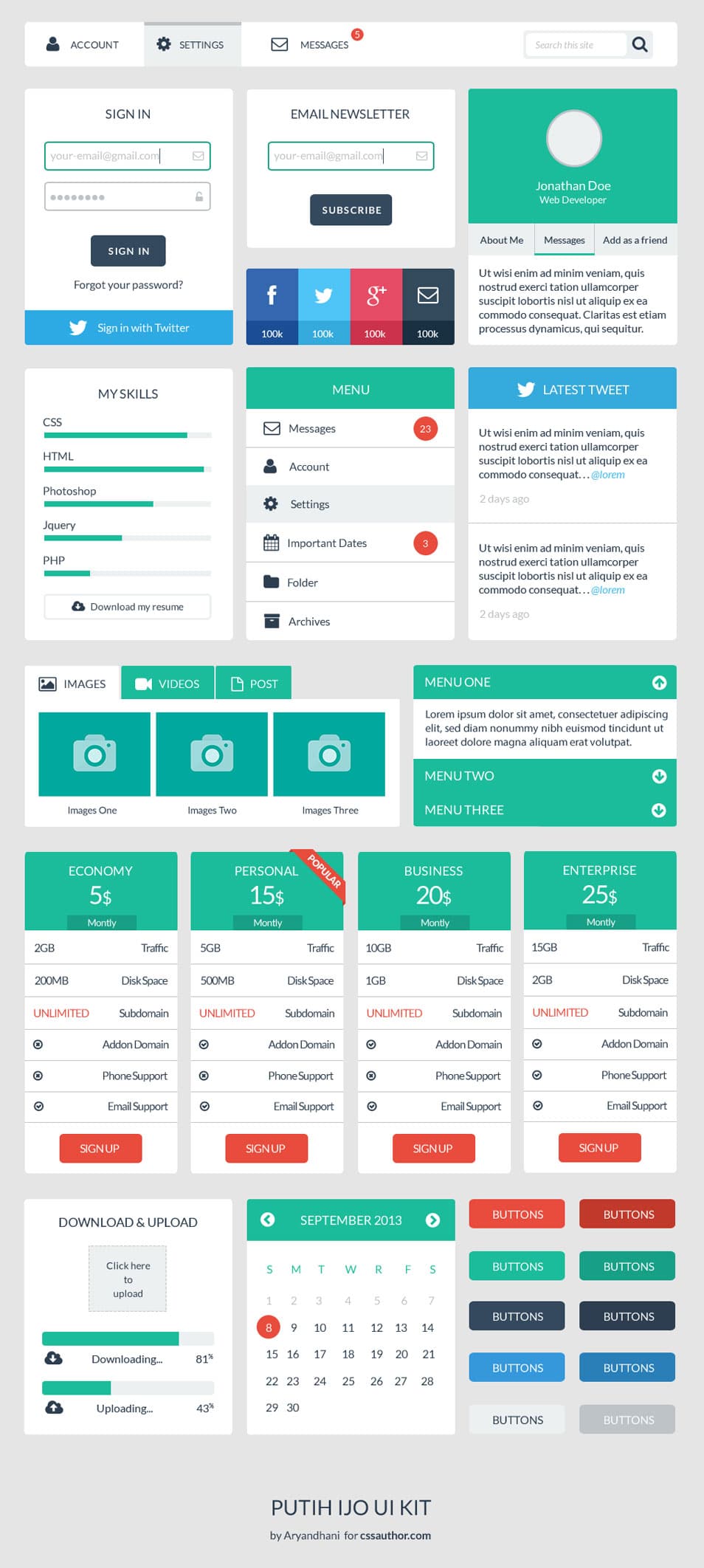 Free Flat Web User Interface Design Kit PSD Free Flat Web User Interface Design Kit PSD