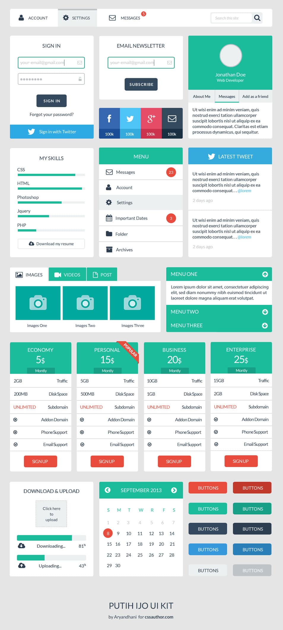 Free Flat Web User Interface Design Kit PSD