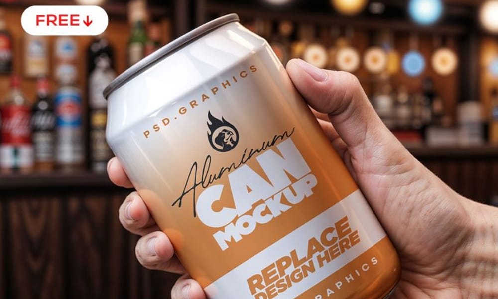 The Ultimate Collection of 2000+ Free Mockup Templates PSD Designs 504 Free Hand Holding Aluminum Can Mockup PSD