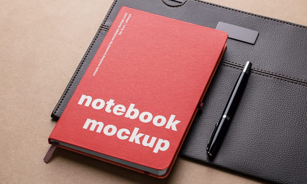 The Ultimate Collection of 2000+ Free Mockup Templates PSD Designs 686 Free Notepad on Leather Pad Mockup PSD