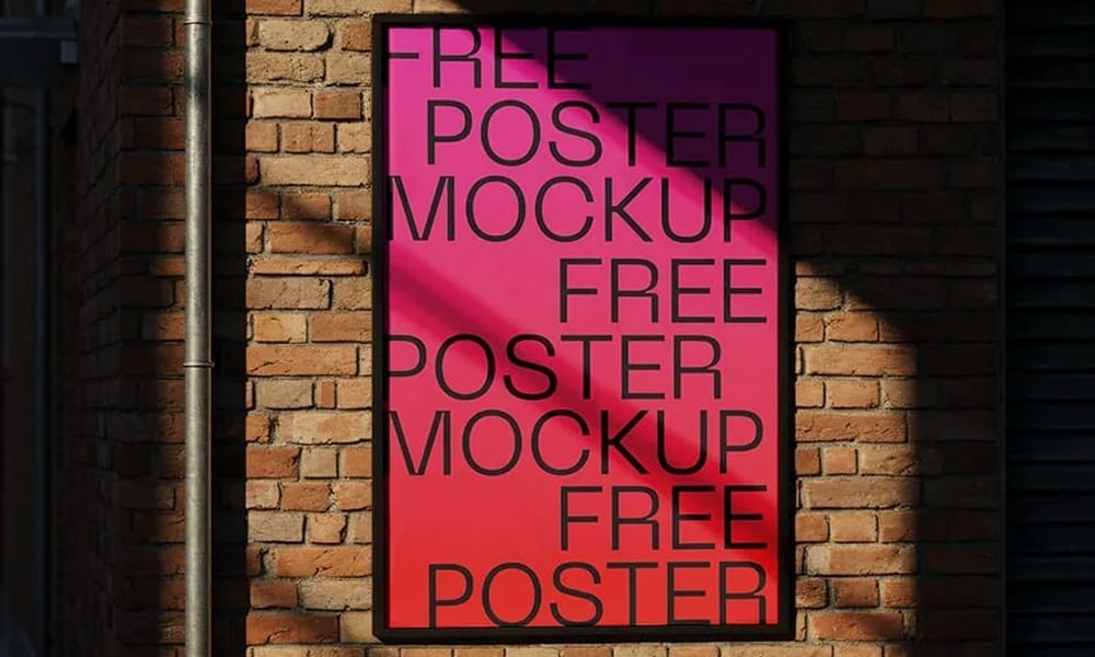 The Ultimate Collection of 2000+ Free Mockup Templates PSD Designs 396 Free Poster Mockup on a Brick wall