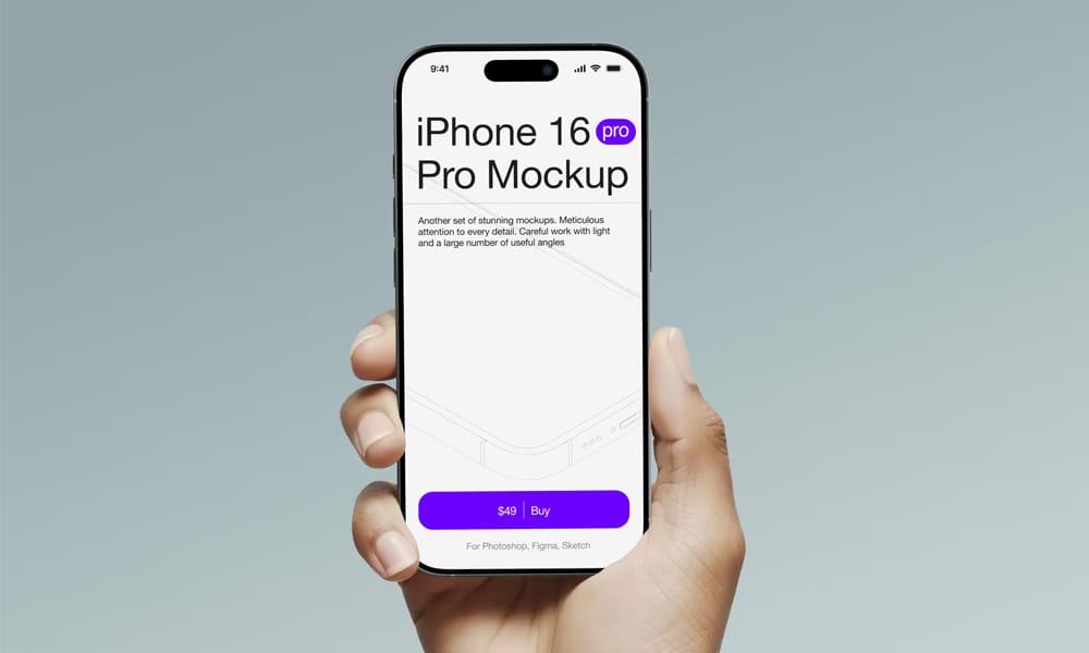 The Ultimate Collection of 2000+ Free Mockup Templates PSD Designs 85 Free Realistic iPhone 16 Pro in Hand Mockup PSD